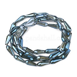 電気メッキガラスビーズセット  半分メッキ  多面カット  ティアドロップ  虹メッキ  15x6mm  穴：1mm  約48~50個/連  （64~72cm）&nbsp;EGLA-L015-HP-B04