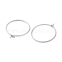 304ステンレススチールフープピアス金具  ワイングラスチャームのパーツ  ステンレス鋼色  25x0.6mm  22ゲージ&nbsp;STAS-I120-60B-P