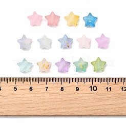 フロストアクリルチャーム200個  真鍮のループと金箔付き  スター  グラデーションカラー  ミックスカラー  9x10x5mm  穴：1.6mm&nbsp;OACR-FP0001-25