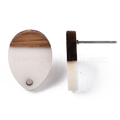 Resin & Walnut Wood Stud Earring Findings&nbsp;MAK-N032-006A-H01