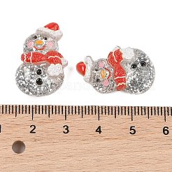 クリスマスシリーズ かわいい透明樹脂デコデンカボション  グリッターパウダー付き  雪だるま  23.5x16x7.5mm&nbsp;RESI-S03-03B