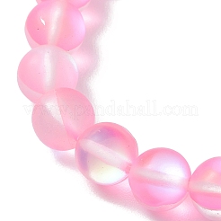 8mm ラウンド染色合成ムーンストーンビーズストレッチブレスレット  ビーチトータスハンドメイド磁器ブレスレット女性用  ピンク  内径：2インチ（5.2cm）  ビーズ：8mm  カメ：18.5x15mm&nbsp;BJEW-JB10308-01