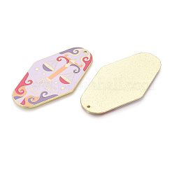 ラックメッキ合金とエナメルの大きなペンダント  菱形と12星座  ライトゴールド  天秤座  63x35x1mm  穴：1.6mm&nbsp;X1-ENAM-T021-29I