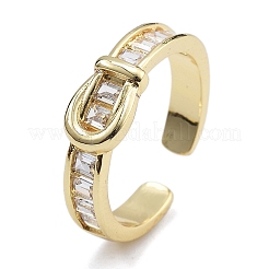 Rack Plating Brass Micro Pave Clear Cubic Zirconia Cuff Finger Rings for Women&nbsp;RJEW-M028-40G