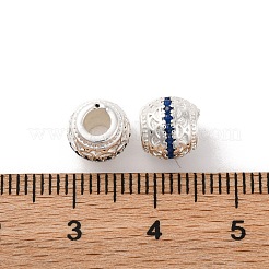 真鍮製マイクロパヴェキュービックジルコニアビーズ  長持ちメッキ  ラウンド  ブルー  7.5x7mm  穴：3mm&nbsp;KK-C071-07S-01