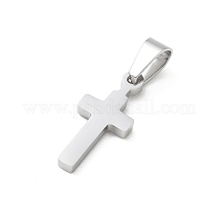 304ステンレスペンダント  201ステンレススチールスナップオンベイル付き  クロスチャーム  ステンレス鋼色  21x9x2mm  穴：6.5x4mm&nbsp;SA-CBA34D4-10P