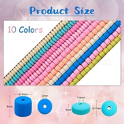10連売り10色手作りポリマークレイビーズ連売り  ジュエリー工芸用品のDIY用  フラットラウンド＆コラム  ミックスカラー  5~7x3~6mm  穴：1.5mm  約61~116個/連  15.55インチ〜16.14インチ（39.5~41cm）  1本/色&nbsp;CLAY-SZ0001-97