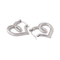 Non-Tarnish 304 Stainless Steel Heart Hoop Earrings for Women&nbsp;EJEW-E199-12P