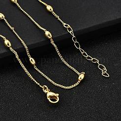 3mm 真鍮楕円ツイストチェーンネックレス  鉛フリー＆カドミウムフリー  長持ちメッキ  ラックめっき  18KGP本金メッキ  17.52インチ（44.5cm）&nbsp;NJEW-M108-01G