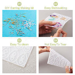 2Pcs 2 Style Teardrop Charm Pendant Silicone Molds for DIY Earring Making&nbsp;DIY-TA0004-78