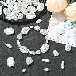 ABSプラスチックビーズ  イミテーションシェル＆パール  混合図形  乳白色  10~25x9~18.5x5~13mm  穴：1~1.8mm  8個/スタイル&nbsp;OACR-YW0004-68