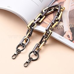 バッグハンドル  ccbプラスチックフレームコネクター付き  亜鉛合金スプリングゲートリングと合金スイベルクラスプ  バッグストラップ用交換アクセサリー用  ゴールドカラー  17インチ（43.2cm）&nbsp;AJEW-BA00018-01