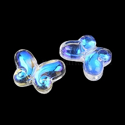 Abカラーメッキ透明ガラスビーズ  蝶  ミックスカラー  10x15x5mm  穴：1.2mm  約1111個/1000g&nbsp;GLAA-Z020-01
