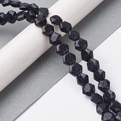 合成ブルーゴールドストーン青金砂石ビーズ連売り  ファセット六角形カット  六角  8~8.5x9~9.5x4~4.5mm  穴：1mm  約25個/連  8.11''（20.6センチメートル）&nbsp;G-K359-C08-01