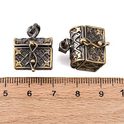 真鍮製祈り箱ペンダント  長方形  アンティークブロンズカラー  サイズ：幅さ約16mm  長さ24mm  穴：4mm&nbsp;KK-24X16-AB