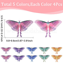 20個 5色布シミュレーションガーゼ蝶飾りアクセサリー  ミックスカラー  59~61x98~99x0.1~0.5mm  4個/カラー&nbsp;DIY-SP0005-69