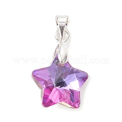 ミックスカラーのガラスペンダント  シルバーの鉄のループ付き  スターのチャーム  19x13.5x6mm  穴：4x4mm&nbsp;PALLOY-JF02423-02