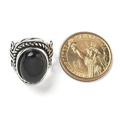 Natural Obsidian Adjustable Rings&nbsp;RJEW-I108-01AS-17
