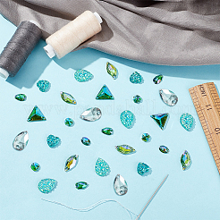 160Pcs 8 Style Green Series Sew on Rhinestone&nbsp;RESI-PH0002-04A