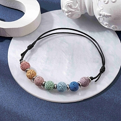 Dyed Natural Lava Rock Round Braided Bead Bracelets&nbsp;BJEW-JB09907