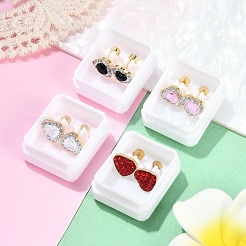 Heart Glass & Polymer Clay Rhinestone Ear Fake Plugs&nbsp;EJEW-H105-28G