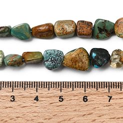 天然石湖北ターコイズビーズ連売り  ナゲット  タンブルストーン  8~11x6.5~10x5.5~8.5mm  穴：1mm  約22~23個/連  7.87''（20センチメートル）&nbsp;G-B161-B09