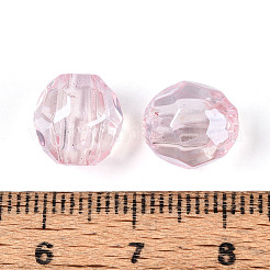 透明なアクリルビーズ  バレル  ファセット(32ファセット)  パールピンク  10x10mm  穴：3mm&nbsp;TACR-T028-61A