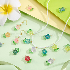 100Pcs 10 Colors Glass Pendants&nbsp;PALLOY-GA00019
