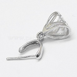ロジウムメッキ 925 スターリングシルバー ペンダント ベイル  アイスピック＆ピンチベイル  プラチナ  16.5x7.5mm  穴：4x6mm  ピン：0.5mm&nbsp;X-STER-A102-005P