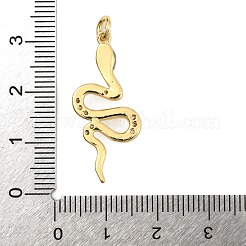 真鍮マイクロパヴェクリアキュービックジルコニアペンダント  ヘビ  丸カン付き  ゴールドカラー  30x13x3.5mm  穴：2.5mm&nbsp;KK-Z110-02G-02
