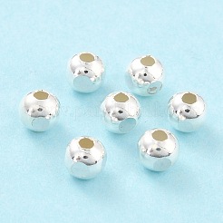 925スターリングシルバービーズ  ファセット（4ファセット）ラウンド  銀  4mm  穴：2mm  100個/ 10g&nbsp;STER-Z001-011B-S