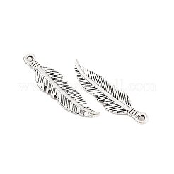 合金のチベット風チャーム  羽  カドミウムフリー＆鉛フリー  アンティークシルバー  25.5x7x1mm  穴：1.5mm&nbsp;X-TIBE-Q051-02AS-LF