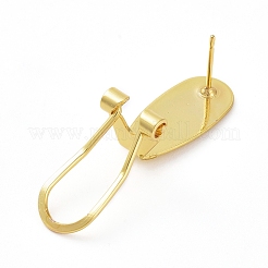 真鍮製スタッドピアスパーツ  フレンチクリップイヤリング  長持ちメッキ  ゴールドカラー  19x8x8mm  ピン：0.7mm&nbsp;KK-L195-01G