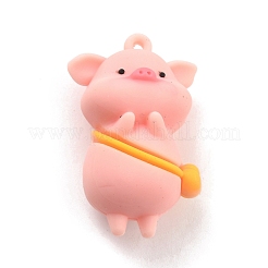 PVCペンダント  DIYキーチェーン作成用  バッグ付き豚  ピンク  44x28x21mm  穴：2.5mm&nbsp;FIND-B002-03