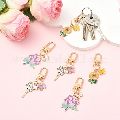 6Pcs 3 Styles Flower Alloy Enamel Pendant Decorations&nbsp;HJEW-YW00369