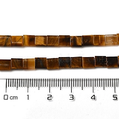 天然石タイガーアイビーズ連売り  2穴  正方形  5.5x5.5x2.5mm  穴：0.8mm  約71個/連  15.24インチ（38.7cm）&nbsp;G-F762-A23-01