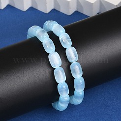 女性用染色天然セレナイトコラムビーズストレッチブレスレット  空色  3/8x1/2インチ（0.85x1.25cm）  内径：2-1/4インチ（5.6cm）&nbsp;BJEW-I312-05B