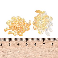 天然の黄色い貝殻の彫刻カボション  花  24x33.5x2.5mm&nbsp;SSHEL-C012-24B