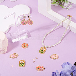 20Pcs Alloy Enamel and ABS Imitation Pearl Pendants&nbsp;ENAM-TA0004-21