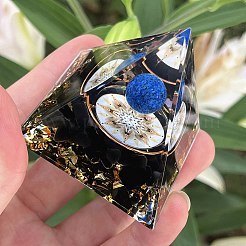オルゴナイトピラミッド樹脂エネルギー発生器  レイキの天然宝石チップが入っており、ホームオフィスのデスクの装飾に使用できます。  ドジャーブルー  60mm&nbsp;PW-WG3D4FE-01