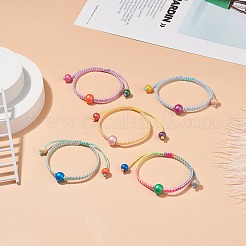 5Pcs 5Pcs Natural Wood Round Braided Bead Bracelets Set&nbsp;BJEW-JB08807