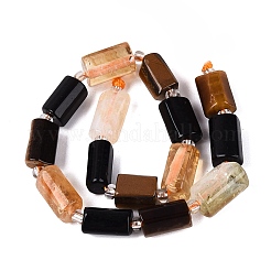 Natural Mixed Obsidian & Citrine & Tiger Eye Strands&nbsp;G-Q614-01A-05