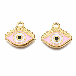 304ステンレスペンダント  エナメル  目  ミックスカラー  14.5x16x2mm  穴：1.8mm&nbsp;STAS-S080-050G-NR