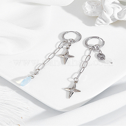 1 Pair Alloy Star Tassel Hoop Earrings&nbsp;EJEW-LP0007-120
