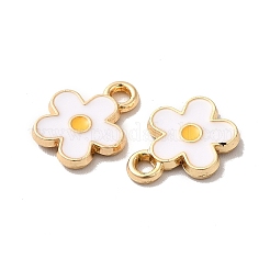 合金エナメルチャーム  ゴールドカラー  花のチャーム  ホワイト  12.5x10x1.5mm  穴：1.6mm&nbsp;ENAM-D043-02G-01