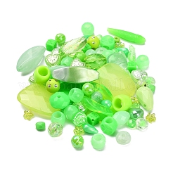 100グラムのアクリルビーズ  混合図形  ライムグリーン  5.5~28x6~20x3~11mm  穴：1~5mm&nbsp;SACR-YW0001-41D