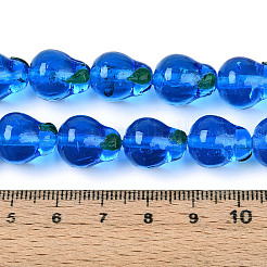 手作りランプワークビーズ  梨のチャーム  藤紫色  14~15x11.5~12x11.5~12mm  穴：0.9~1.2mm  約20個/連  11.22~11.42''（28.5~29センチメートル）&nbsp;LAMP-T022-04D