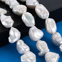 天然ケシパールビーズ連売り  養殖淡水パール  ナゲット  貝殻色  17~24x11~21x9~13mm  穴：0.6mm  約19~20個/連  15.75インチ（40cm）&nbsp;PEAR-S020-W01