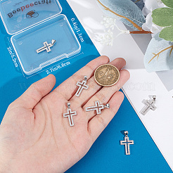 6Pcs Cross Brass Micro Pave Clear Cubic Zirconia Pendants&nbsp;KK-BBC0016-27