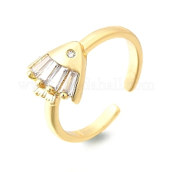 Ocean Theme Brass Micro Pave Cubic Zirconia Cuff Rings for Women&nbsp;LS-RJEW-F184-17D-G